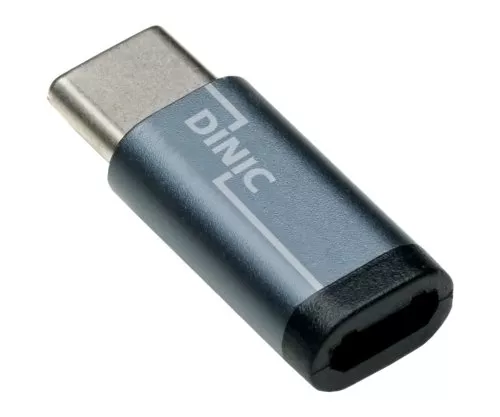 Adaptér, zástrčka USB C do zásuvky Micro USB hliníková, vesmírně šedá, DINIC Box